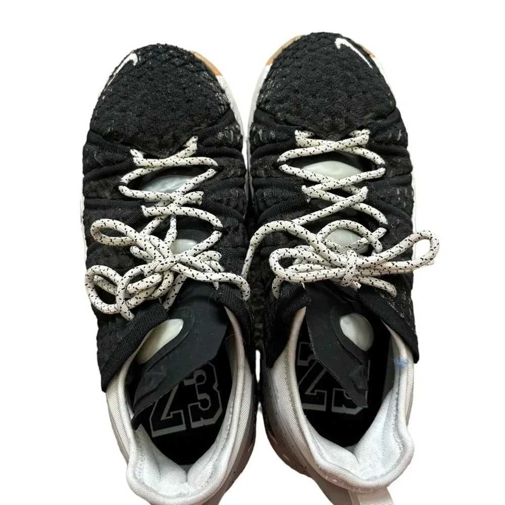 Nike Lebron 18 gs Basketball Shoes Black White Gum Size 5.5Y or 7.5W